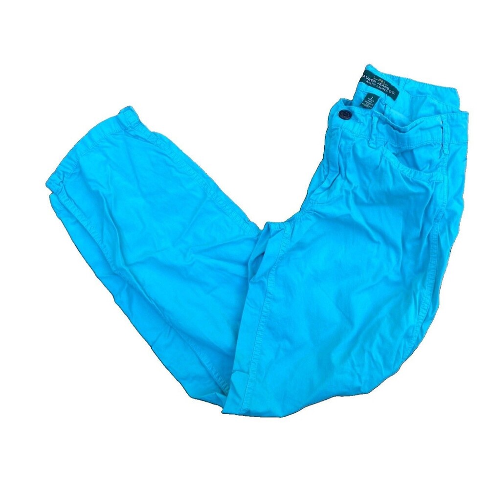Lauren Ralph Lauren Womens Teal Blue Cropped Capri Pants Size 2 Cotton Stretch